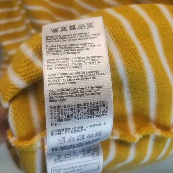 Joules 100% Cotton Yellow White Striped Long Sleeve Embroidered Dog Pocket Sz 10 - Picture 10 of 10
